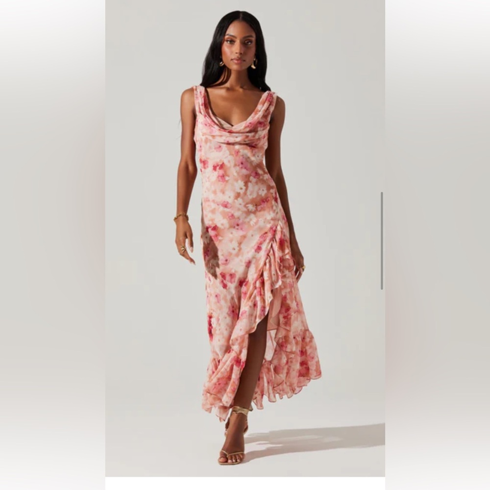ASTR Cecilia Floral Cowl Neck Maxi Dress